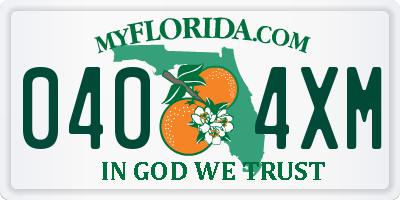 FL license plate 0404XM