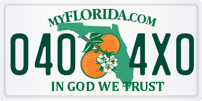 FL license plate 0404XO