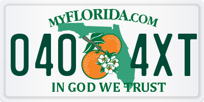 FL license plate 0404XT