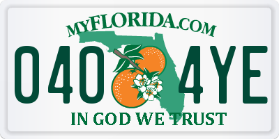 FL license plate 0404YE