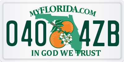 FL license plate 0404ZB