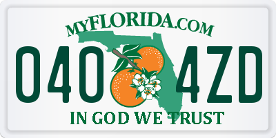 FL license plate 0404ZD