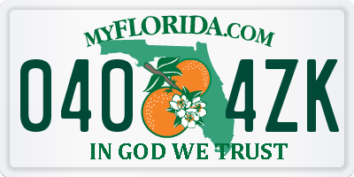 FL license plate 0404ZK