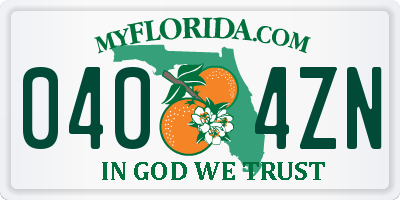 FL license plate 0404ZN