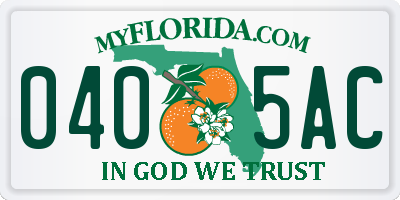 FL license plate 0405AC