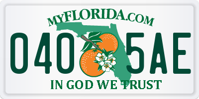 FL license plate 0405AE