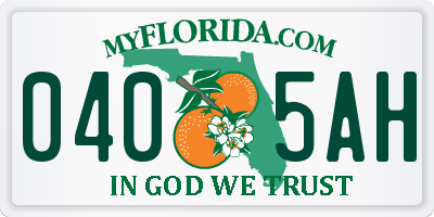 FL license plate 0405AH