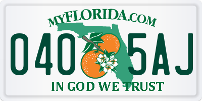 FL license plate 0405AJ