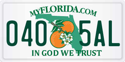 FL license plate 0405AL