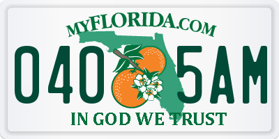 FL license plate 0405AM