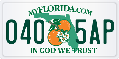 FL license plate 0405AP