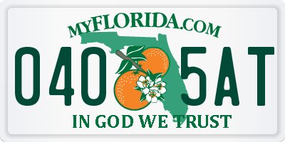 FL license plate 0405AT