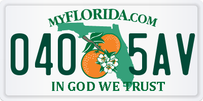 FL license plate 0405AV
