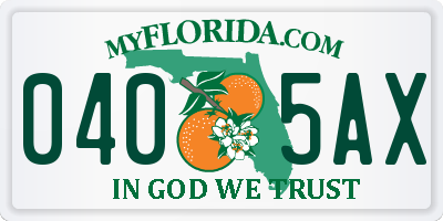 FL license plate 0405AX