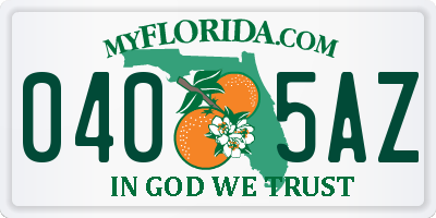 FL license plate 0405AZ