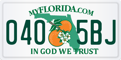 FL license plate 0405BJ