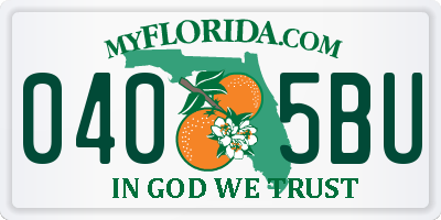 FL license plate 0405BU