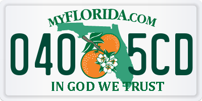 FL license plate 0405CD