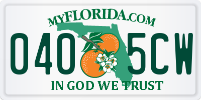 FL license plate 0405CW