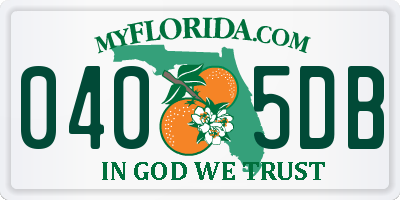 FL license plate 0405DB