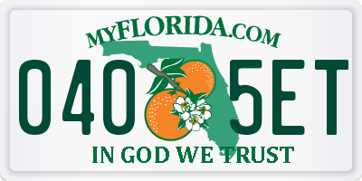 FL license plate 0405ET