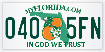 FL license plate 0405FN