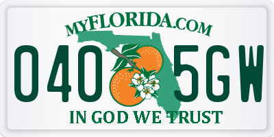 FL license plate 0405GW