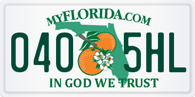 FL license plate 0405HL