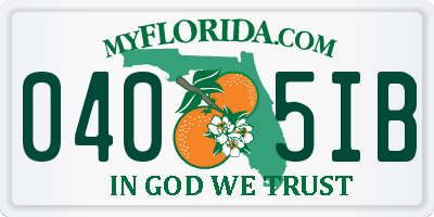 FL license plate 0405IB