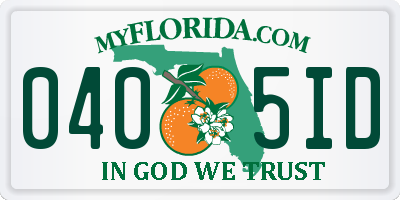 FL license plate 0405ID