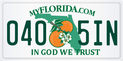 FL license plate 0405IN