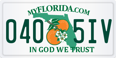 FL license plate 0405IV