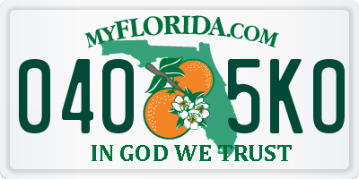 FL license plate 0405KO