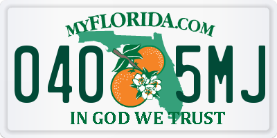 FL license plate 0405MJ