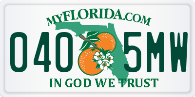 FL license plate 0405MW
