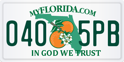 FL license plate 0405PB