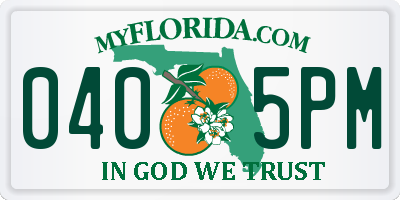 FL license plate 0405PM