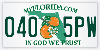 FL license plate 0405PW