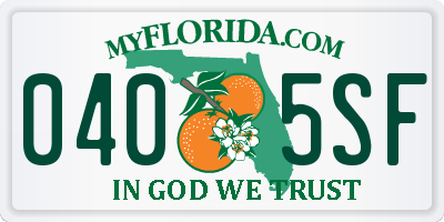 FL license plate 0405SF