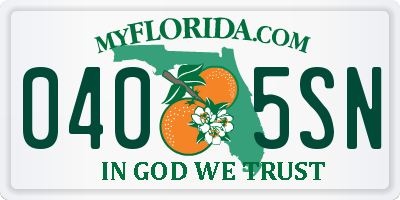 FL license plate 0405SN