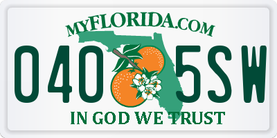 FL license plate 0405SW