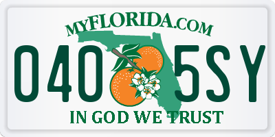 FL license plate 0405SY