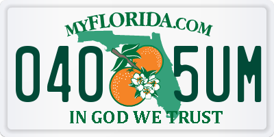 FL license plate 0405UM