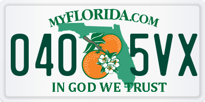 FL license plate 0405VX