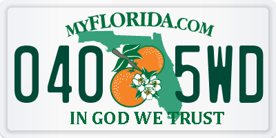 FL license plate 0405WD