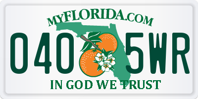 FL license plate 0405WR