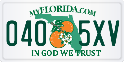 FL license plate 0405XV