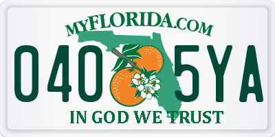 FL license plate 0405YA