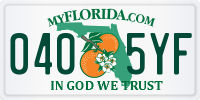 FL license plate 0405YF