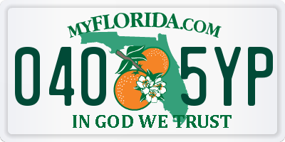 FL license plate 0405YP